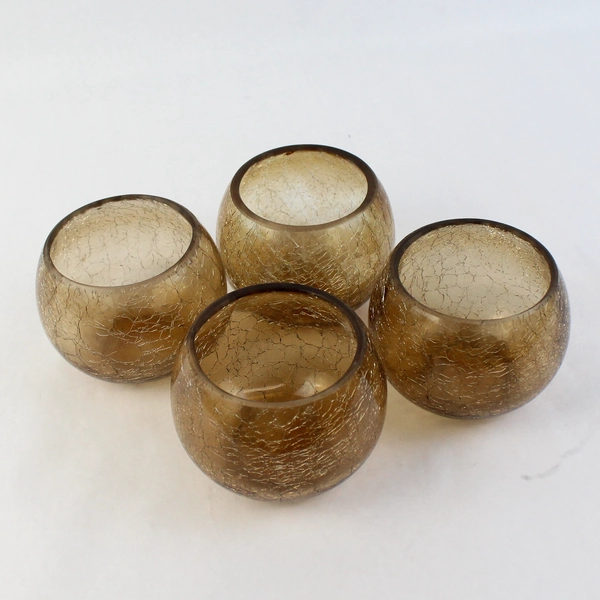 Lot of 4 Hobby Lobby Brown Glass Tea Light Candle Holders