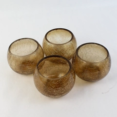 Lot of 4 Hobby Lobby Brown Glass Tea Light Candle Holders