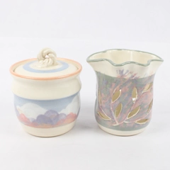 Lot Of 2 Handmade IP Lord Ceramics Pastel Pink Blue Purple