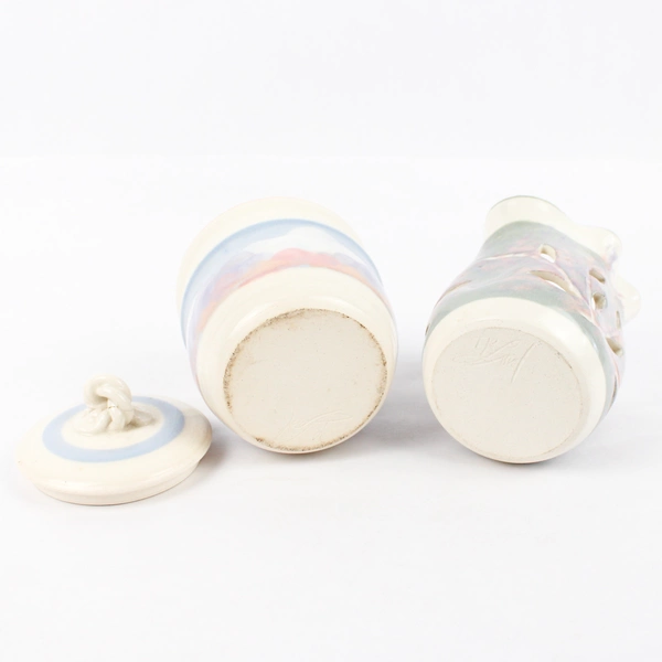 Lot Of 2 Handmade IP Lord Ceramics Pastel Pink Blue Purple