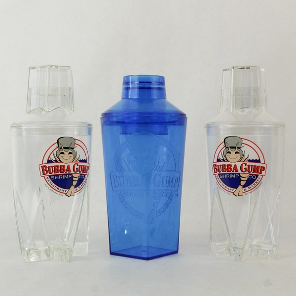 Lot of 3 Bubba Gump Shrimp Co Plastic Cocktail Mixers - Blue & Clear Stars