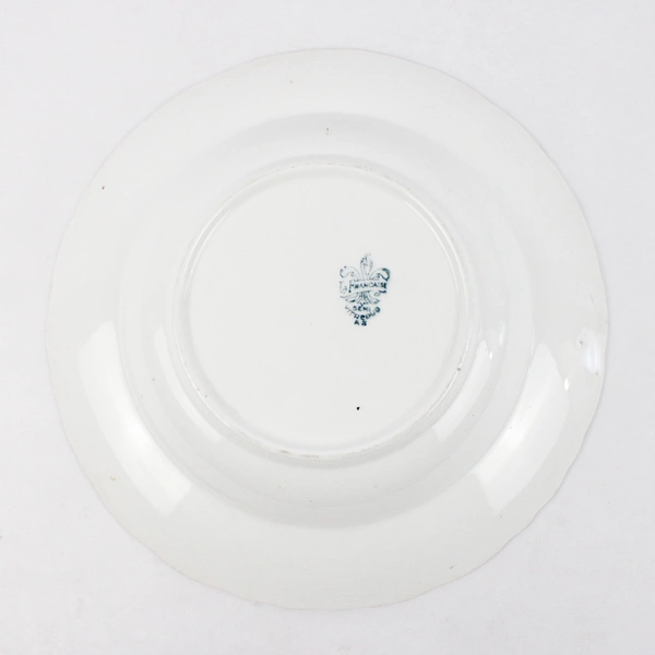 La Francaise Bowl Ceramic Gold Trim Floral Scalloped Edge 9.5" Diameter