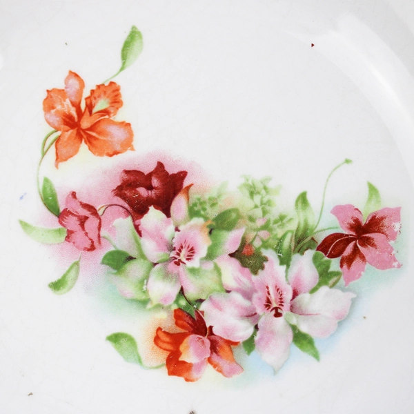 La Francaise Bowl Ceramic Gold Trim Floral Scalloped Edge 9.5" Diameter