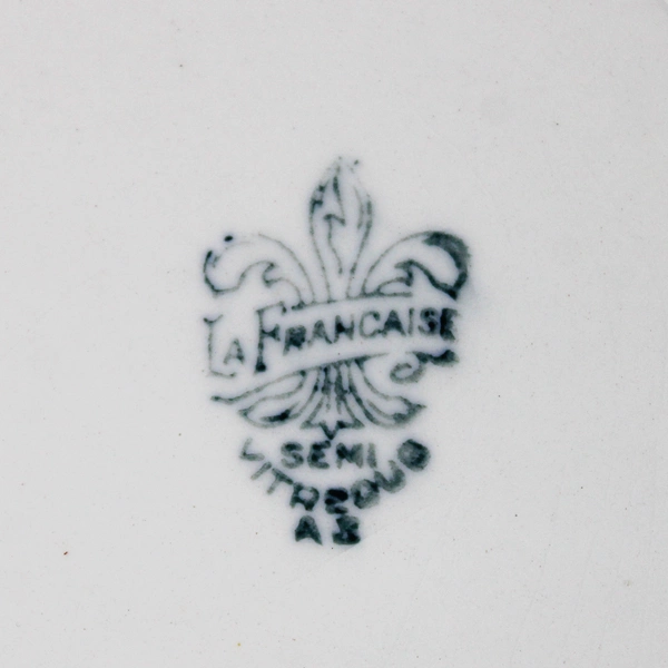 La Francaise Bowl Ceramic Gold Trim Floral Scalloped Edge 9.5" Diameter