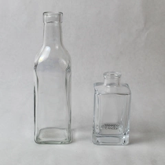 Lot of 2 Empty Glass Bottles - Square Yankee Candle Diffusers 4.25" & 8"