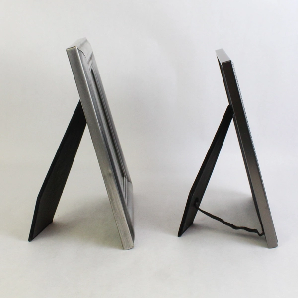 Lot of 2 Silver Tone Metal Photo Frames with Embossed Edges 5" x 7" 