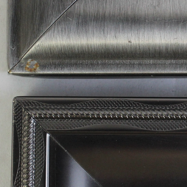 Lot of 2 Silver Tone Metal Photo Frames with Embossed Edges 5" x 7" 