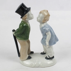 Vintage Boy With Top Hat & Cane Kissing Girl Figurines Japan Porcelain