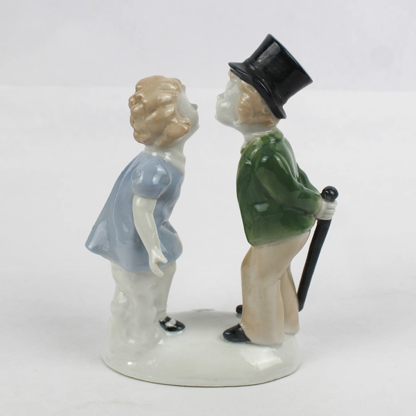 Vintage Boy With Top Hat & Cane Kissing Girl Figurines Japan Porcelain