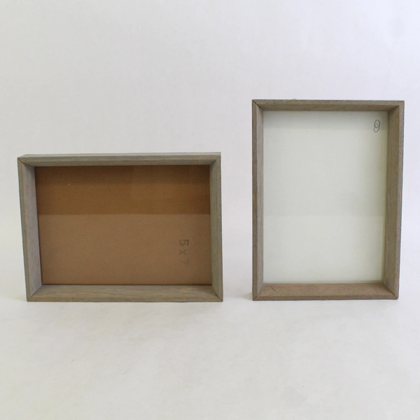 Lot of 2 Rustic Wooden Photo Frames Gray Tint 5x7 Wall-Hanging