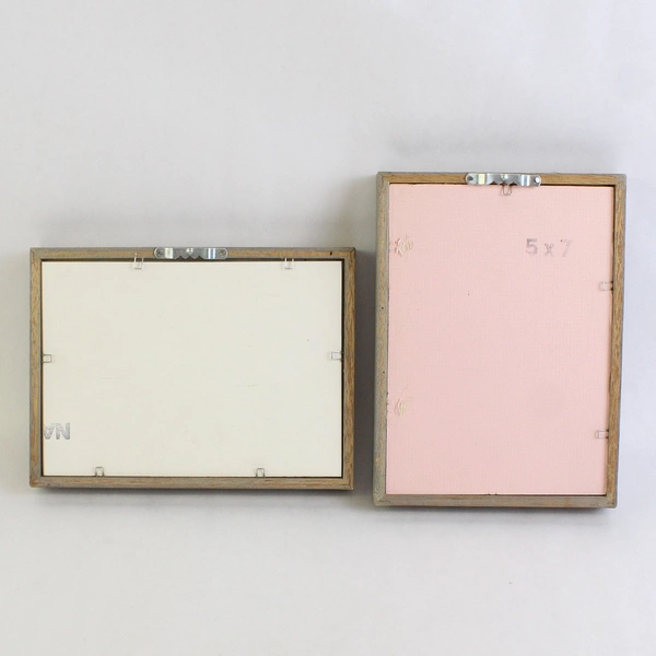 Lot of 2 Rustic Wooden Photo Frames Gray Tint 5x7 Wall-Hanging