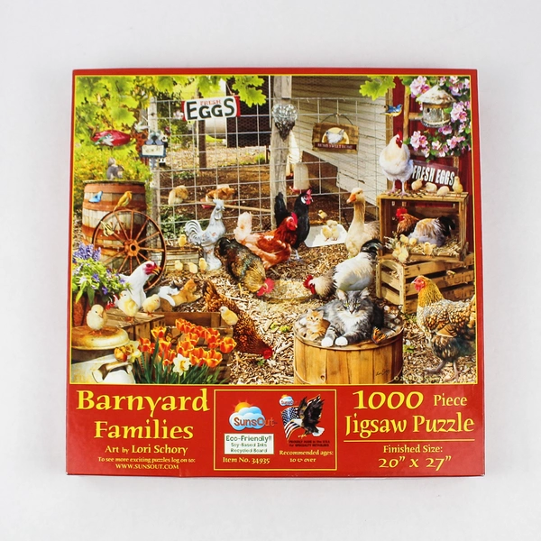 SunsOut 1000 Piece Puzzle Barnyard Families Finished Size 20" x 27" 