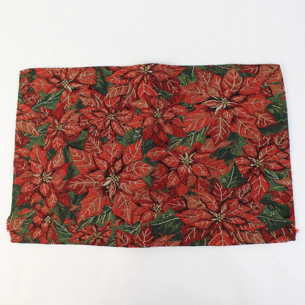 Lot of 3 Unbranded Cloth Placemats Poinsettia Red 18.5" x 12"