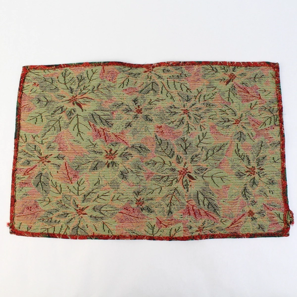 Lot of 3 Unbranded Cloth Placemats Poinsettia Red 18.5" x 12"