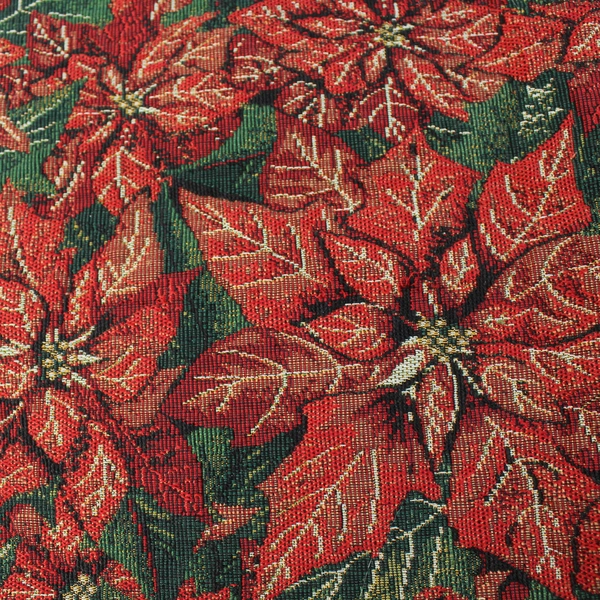 Lot of 3 Unbranded Cloth Placemats Poinsettia Red 18.5" x 12"