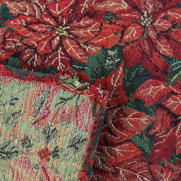 Lot of 3 Unbranded Cloth Placemats Poinsettia Red 18.5" x 12"