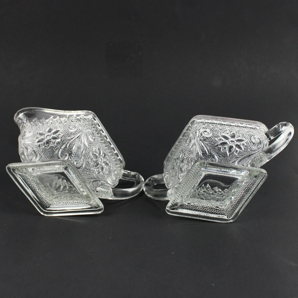 Vintage Indiana Clear Glass Tiara Cream and Sugar Set