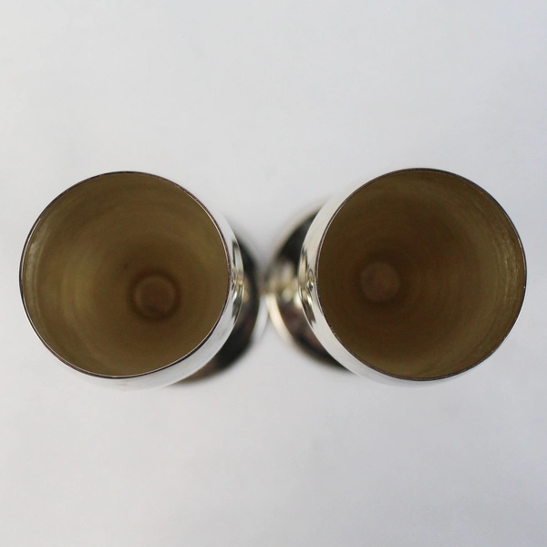 Vintage Silver Plate Champagne Flutes Engraved Jonathan and Alane With A Date