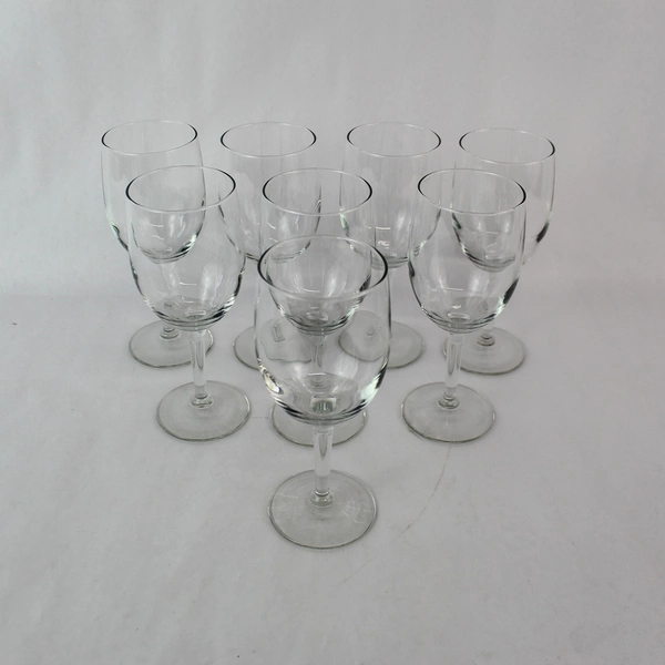Lot of 8 Vintage Wine Glasses Round Stems No Brand 7 Inch