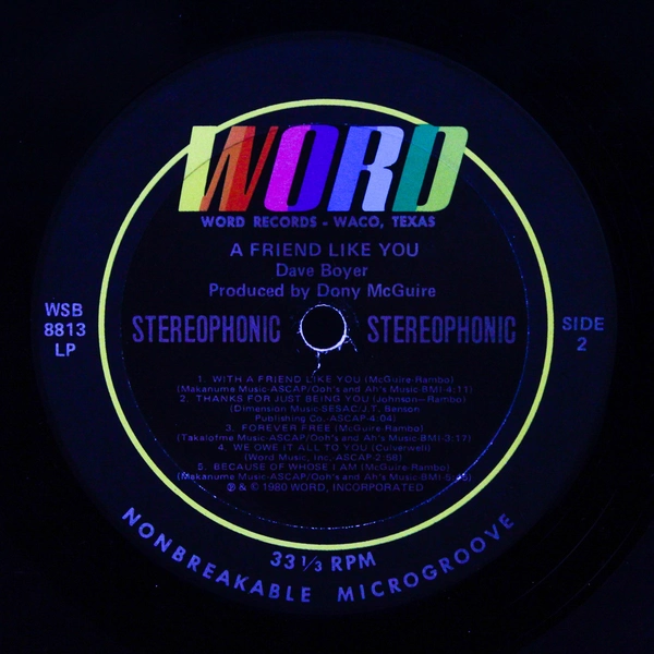 Dave Boyer A Friend Like You 1980 Vinyl Record WSB-8813