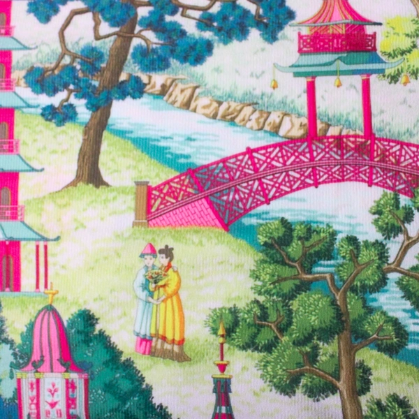 Multicolor Asian Pagoda Design Square Throw Pillow Cover 17" x 17"