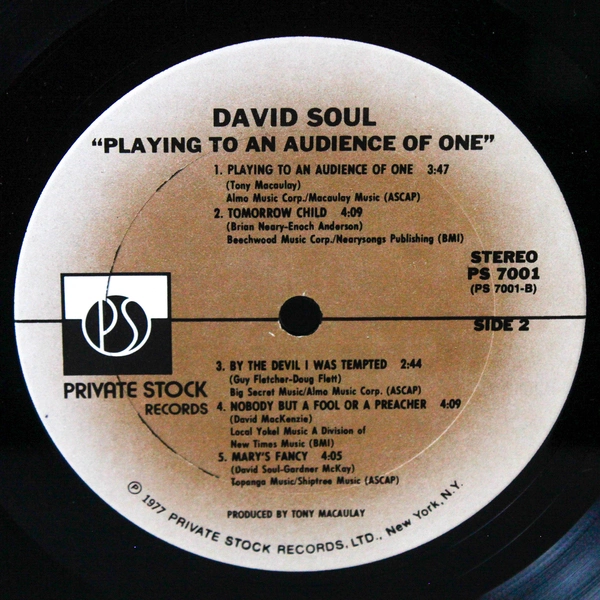 David Soul Playing To An Audience Of One 1977 Vinyl Record PS-7001 Pre-Owned