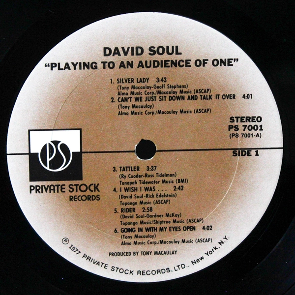 David Soul Playing To An Audience Of One 1977 Vinyl Record PS-7001 Pre-Owned