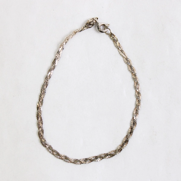 Sterling Silver 925 Double Link Chain Bracelet 7" Long Italy