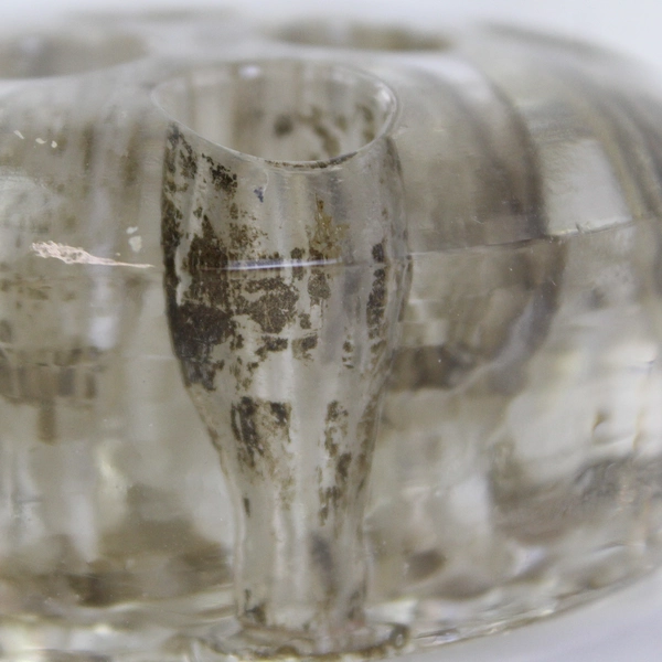 Vintage 3-Footed 13 Hole Clear Glass Flower Frog 3" Wide Floral Domed Round