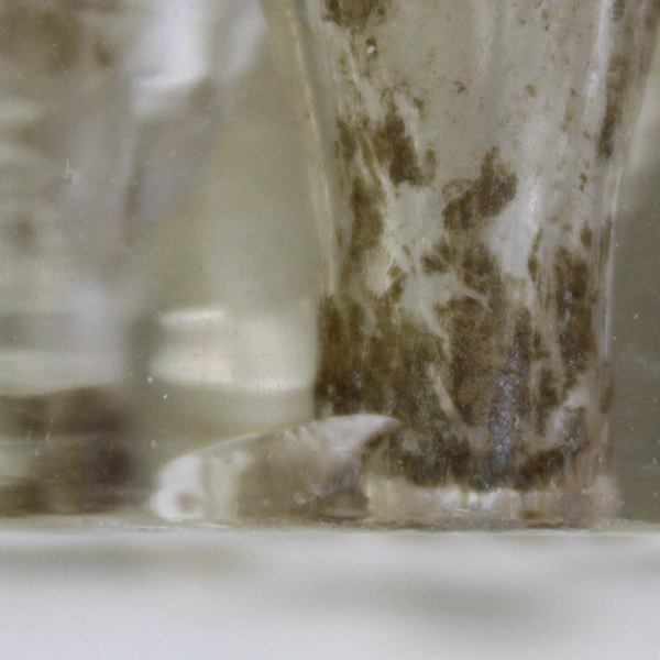 Vintage 3-Footed 13 Hole Clear Glass Flower Frog 3" Wide Floral Domed Round