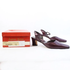 Denise James Plum Purple Slingback Block High Heel Almond Toe Women's Size 8