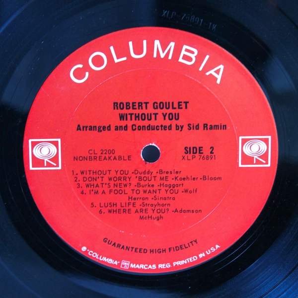 Robert Goulet Without You 1964 LP Vinyl Record Columbia CL 2200 - As-Is