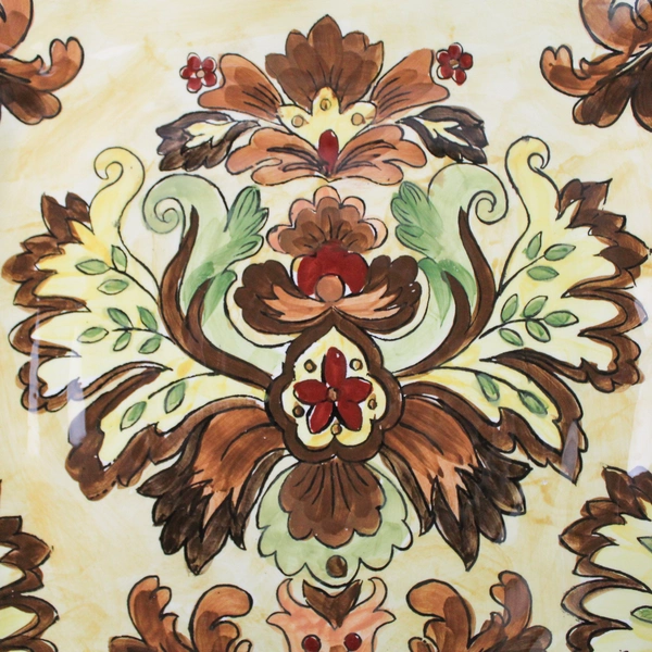 Paisley Brand Floral Multicolor Ceramic Square Serving Tray Platter 11.5"