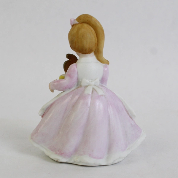 VTG Lefton Porcelain China Girl Figurine 6 Birthday Cake Pink Dress Blonde