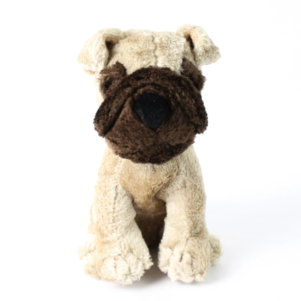 Vintage Golden Bear Co. Plush Dog Pug Dark Brown Tan Black Nose Eyes 7.5"