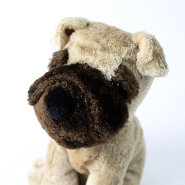 Vintage Golden Bear Co. Plush Dog Pug Dark Brown Tan Black Nose Eyes 7.5"