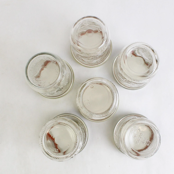 Lot of 6 Ball Fruit Embossed Clear Glass Canning Jars Preserves