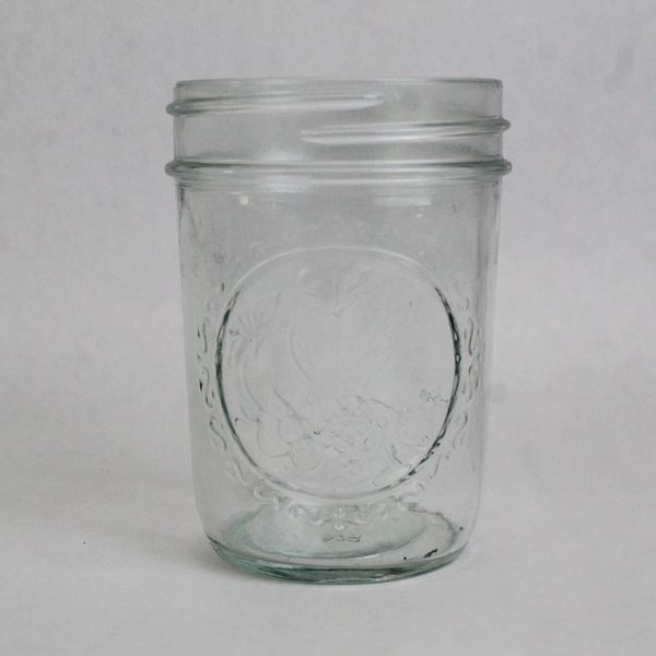 Lot of 5 Ball Fruit Embossed Clear Glass Canning Jars Preserves with Lids