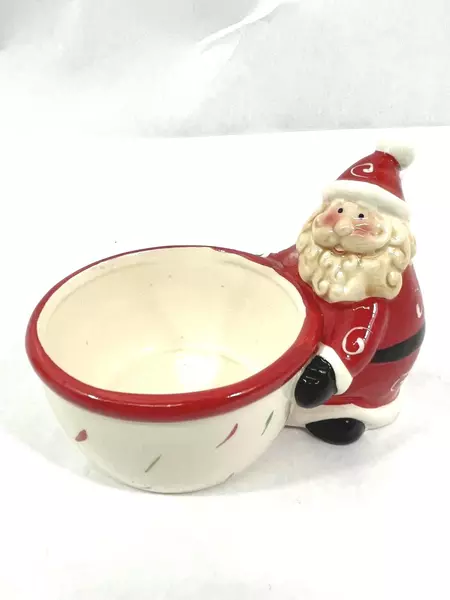 Vintage Dongli Craft Santa Candy Dish 4.25" with Original Box Holiday Decor