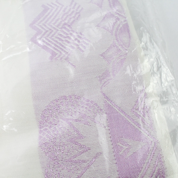 Sealed Vintage Visa by Milliken White and Purple Tablecloth 70" Round