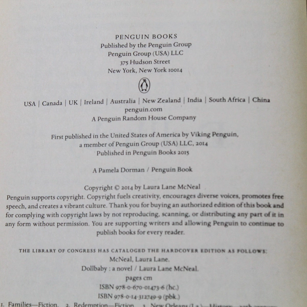 Dollbaby by Laura Lane McNeal 2014 Penguin Paperback - Pre-Owned Novel