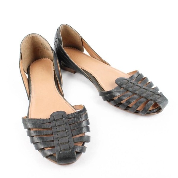 Crevo Sidney Huarache d'Orsay Flat Shoes Women's 8 Black Leather