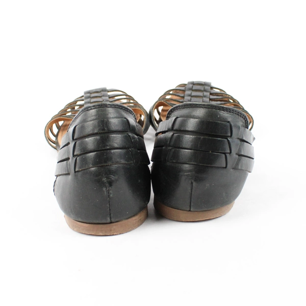 Crevo Sidney Huarache d'Orsay Flat Shoes Women's 8 Black Leather