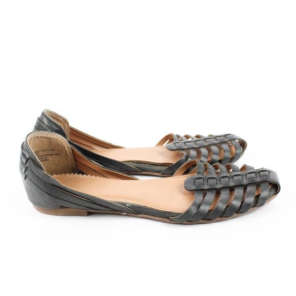 Crevo Sidney Huarache d'Orsay Flat Shoes Women's 8 Black Leather