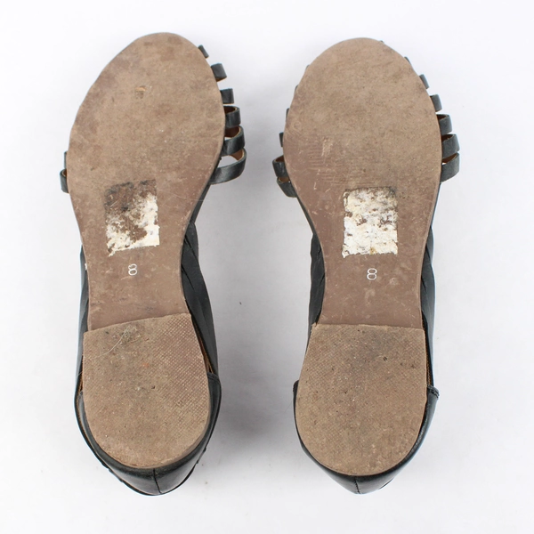 Crevo Sidney Huarache d'Orsay Flat Shoes Women's 8 Black Leather