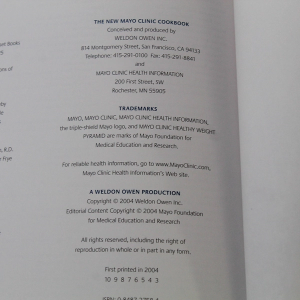 The New Mayo Clinic Cookbook by Maureen Callahan HC 2004 - Healthy Recipes