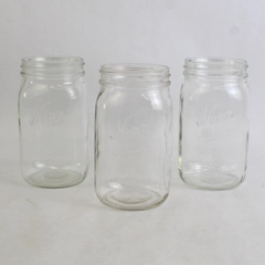 Set of 3 Kerr Self Sealing Wide Mouth Clear Glass Canning Jars No Lids Flawed