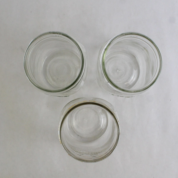 Set of 3 Kerr Self Sealing Wide Mouth Clear Glass Canning Jars No Lids Flawed