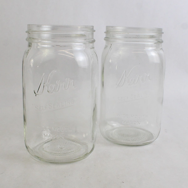 Set of 3 Kerr Self Sealing Wide Mouth Clear Glass Canning Jars No Lids Flawed