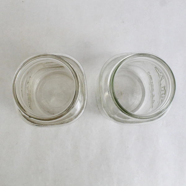 Lot of 2 Atlas Clear Glass Mason Jars Missing Lid